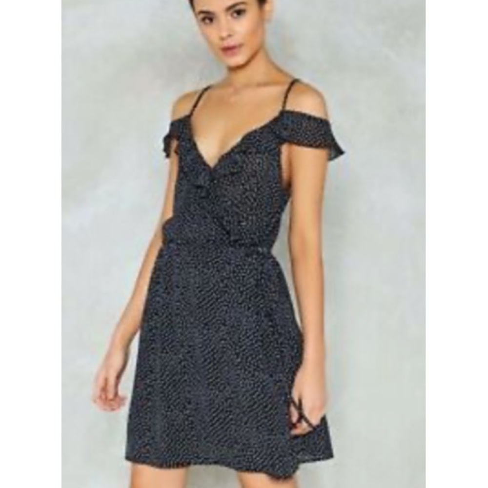 Nasty Gal Kzell Polka Dot Black/white Dress